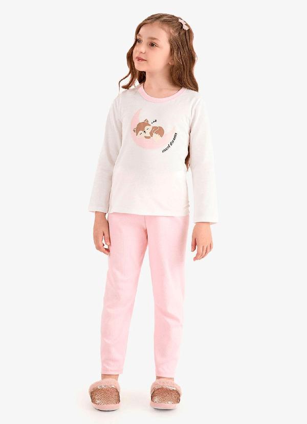 Pijama Meia Malha Ribana 2x1 Bege