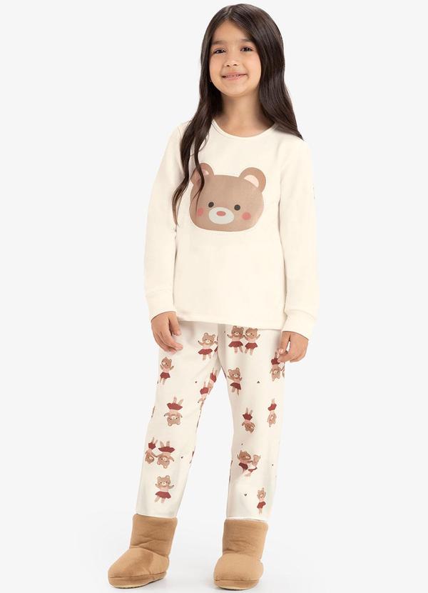 Vista 2 Pijama Moletinho Bege Rovi Kids Rovi Kids
