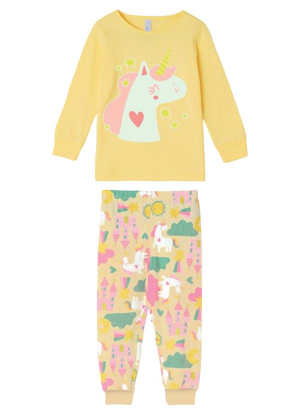 Pijama Unicórnio Encantado Amarelo Claro