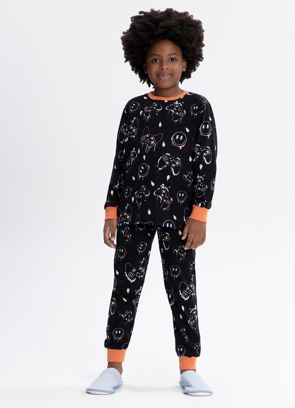 Pijama Unissex com Calça e Camiseta Preto