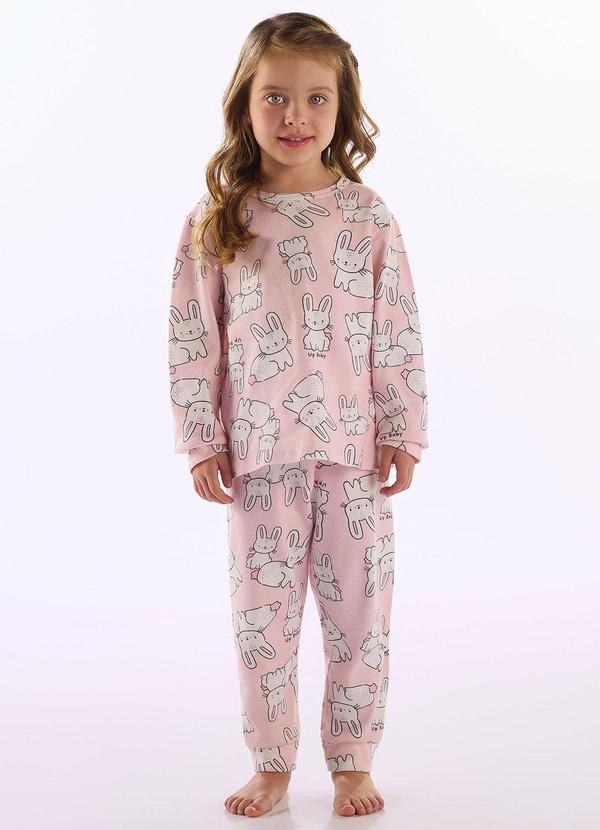 Pijama Unissex Infantil Estampado Rosa