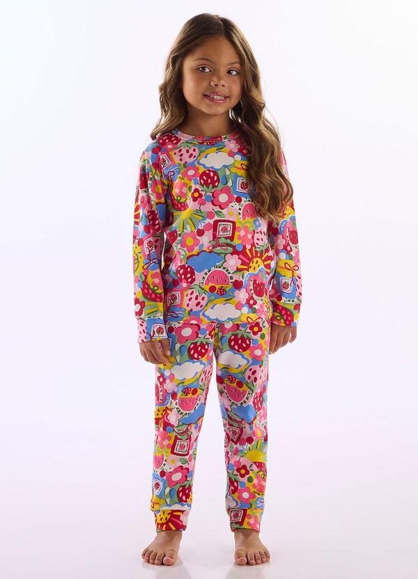 Pijama Unissex Infantil Estampado Rosa