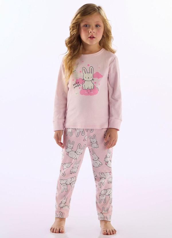 Pijama Unissex Infantil Suedine Rosa