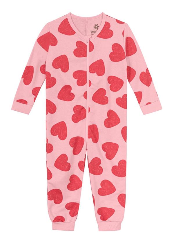 Vista 2 Macacão Pijama Infantil Unissex MoletomRosa Brandili Brandili