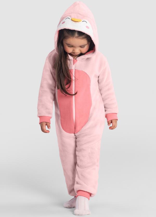 Vista 2 Macacão Pijama Infantil Unissex Rosa Brandili Brandili