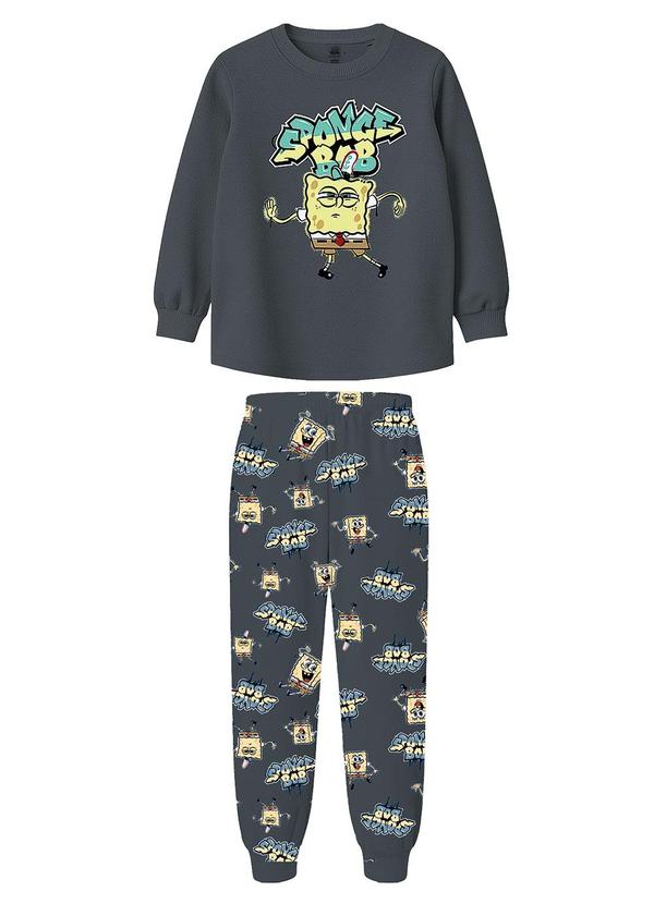 Pijama Bob Esponja® em Malha Cinza Escuro
