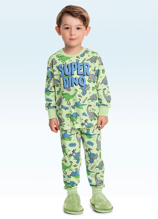Pijama Camiseta Manga Longa e Calça Verde