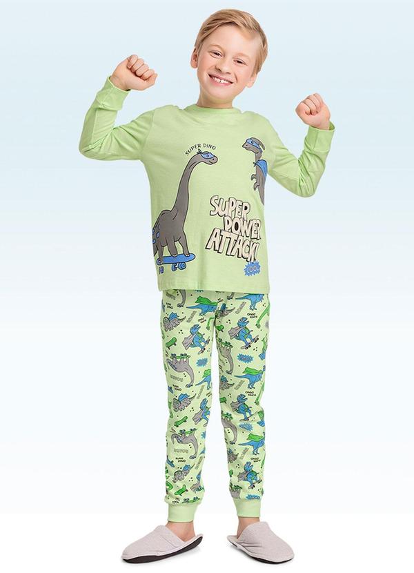 Pijama Camiseta Manga Longa e Calça Verde