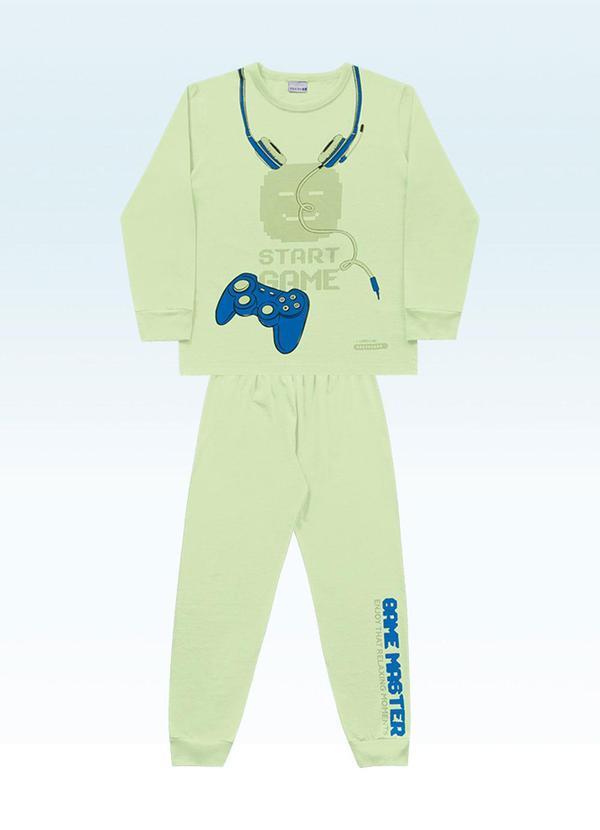 Pijama Camiseta Manga Longa e Calça Verde