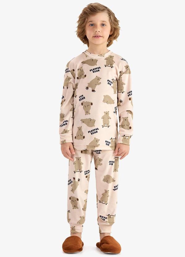 Pijama em Fleece Comfort Bege