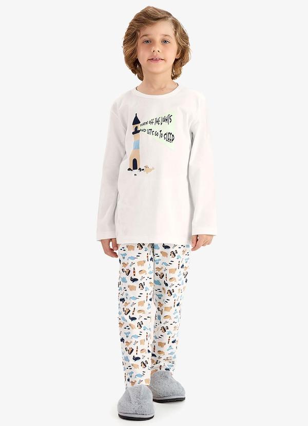 Pijama em Meia Malha Bege