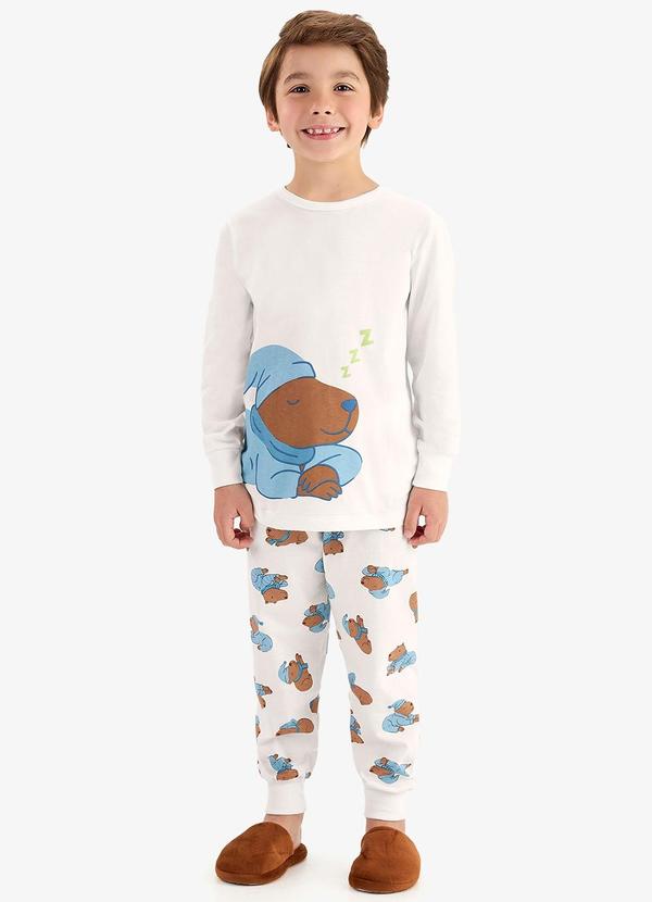 Pijama em Meia Malha Bege
