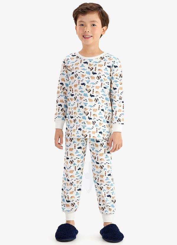 Pijama em Meia Malha Bege