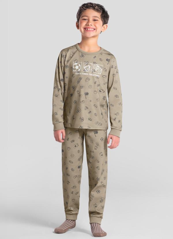 Pijama Infantil Brilha no Escuro Marrom