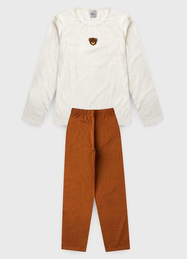 Pijama Infantil de Inverno Ursinho Off White