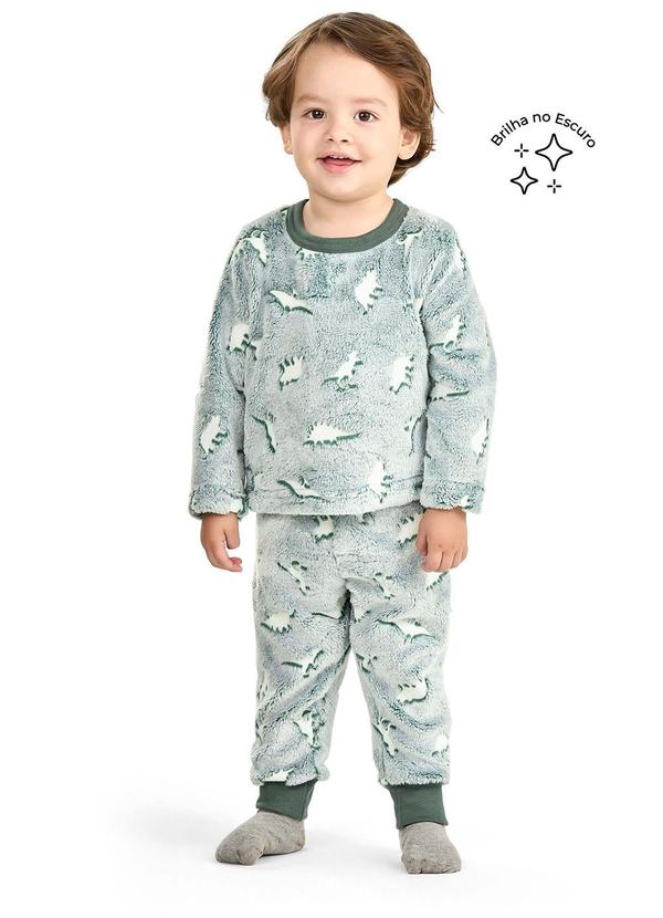 Vista 2 Pijama Infantil Dinossauro Peluciado Verde Elian Elian