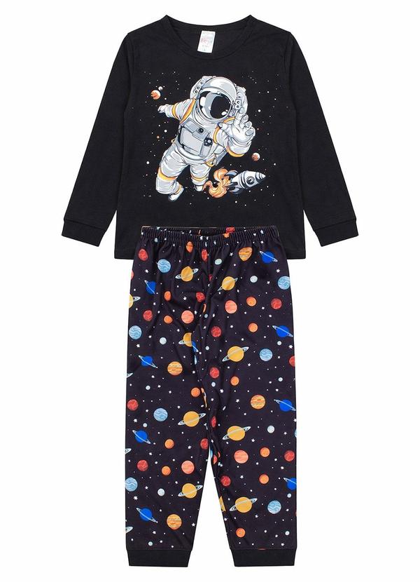 Vista 2 Pijama Infantil Inverno Astronauta Preto Atelie Da Crianca Atelie Da Crianca