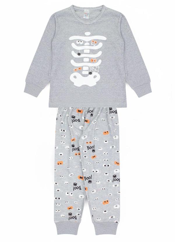 Vista 2 Pijama Infantil Inverno Esqueleto Cinza Atelie Da Crianca Atelie Da Crianca