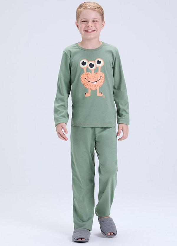 Pijama Infantil Inverno Etzinho Brilha no Verde