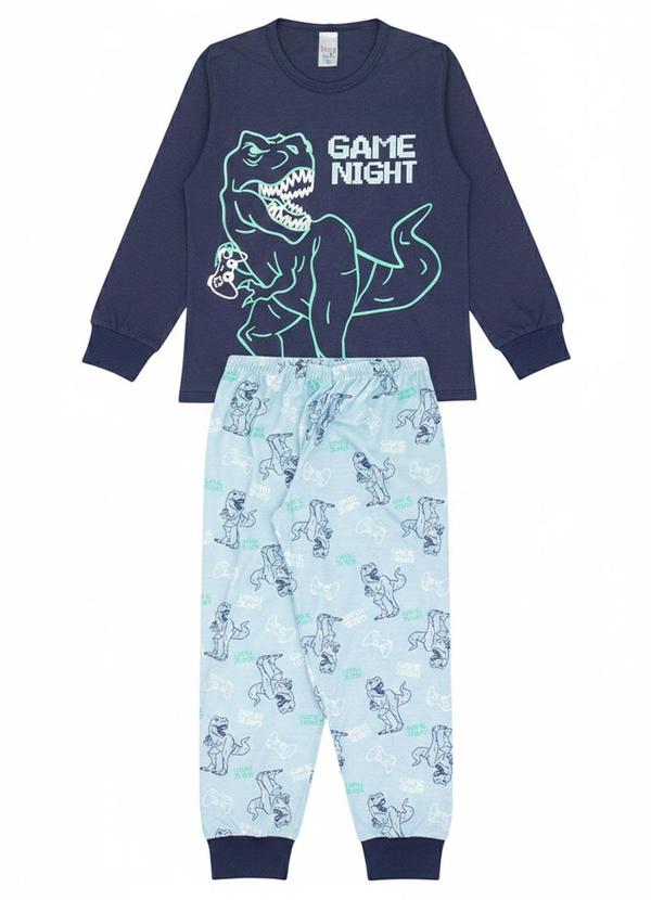 Vista 2 Pijama Infantil Inverno Game Night Azul Atelie Da Crianca Atelie Da Crianca