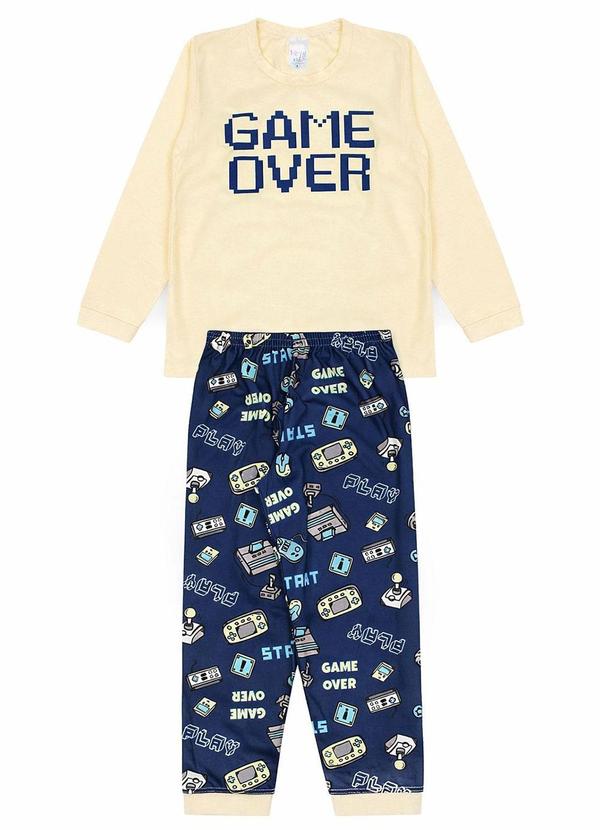 Vista 2 Pijama Infantil Inverno Game Over Amarelo Atelie Da Crianca Atelie Da Crianca