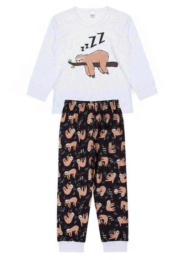 Pijama Infantil Inverno Preguiça Branco