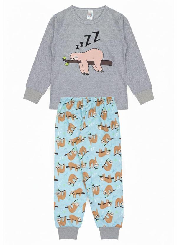 Pijama Infantil Inverno Preguiça Cinza
