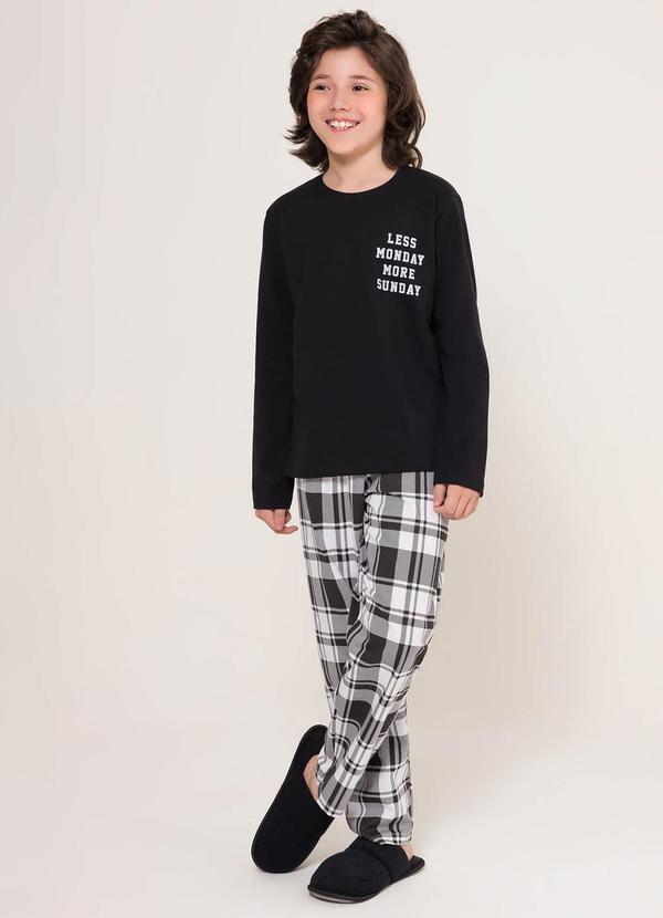 Pijama Infantil Manga Longa com Calça Preto