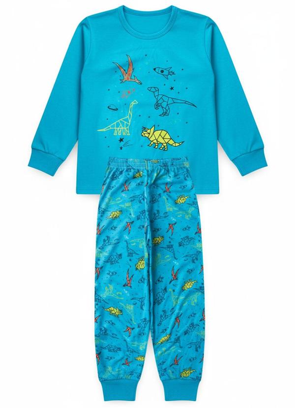 Pijama Infantil Masculino Dinossauros Azul