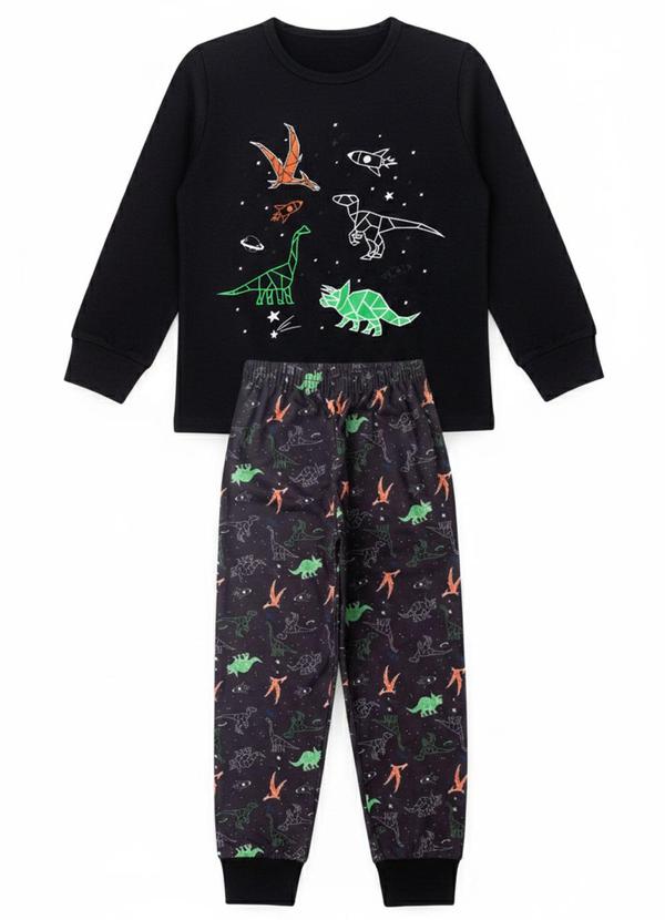 Pijama Infantil Masculino Dinossauros Preto