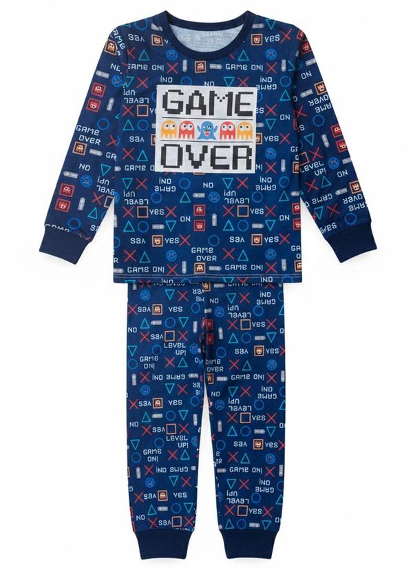 Pijama Infantil Masculino Game Over Azul