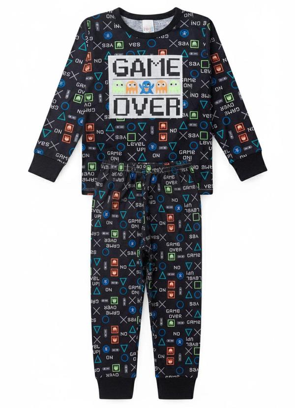 Pijama Infantil Masculino Game Over Preto