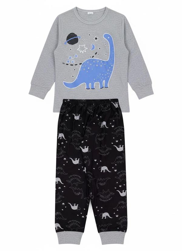 Vista 2 Pijama Infantil Masculino Inverno Dino Cinza Atelie Da Crianca Atelie Da Crianca