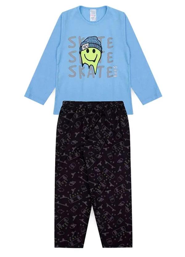 Vista 2 Pijama Infantil Masculino Inverno Skate Azul Atelie Da Crianca Atelie Da Crianca