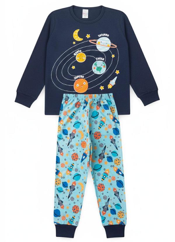 Pijama Infantil Masculino Planetas Azul