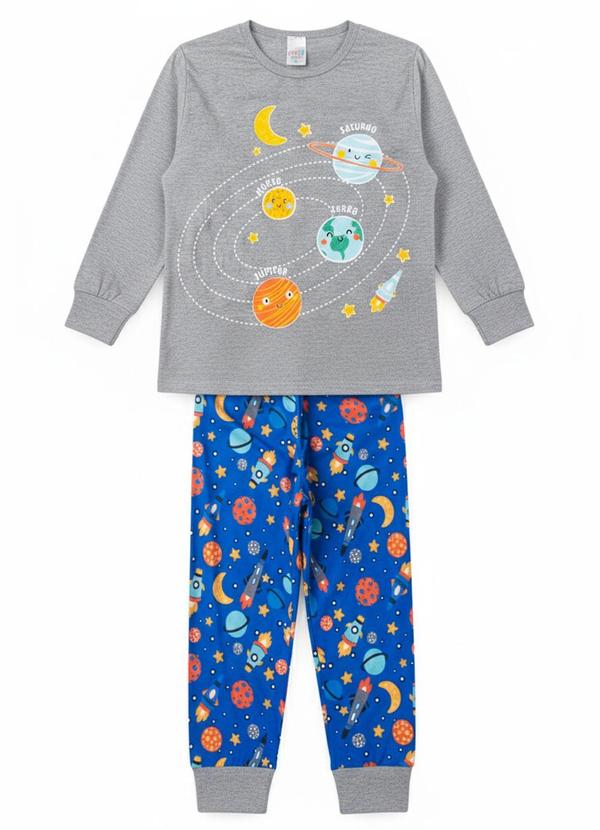 Pijama Infantil Masculino Planetas Cinza