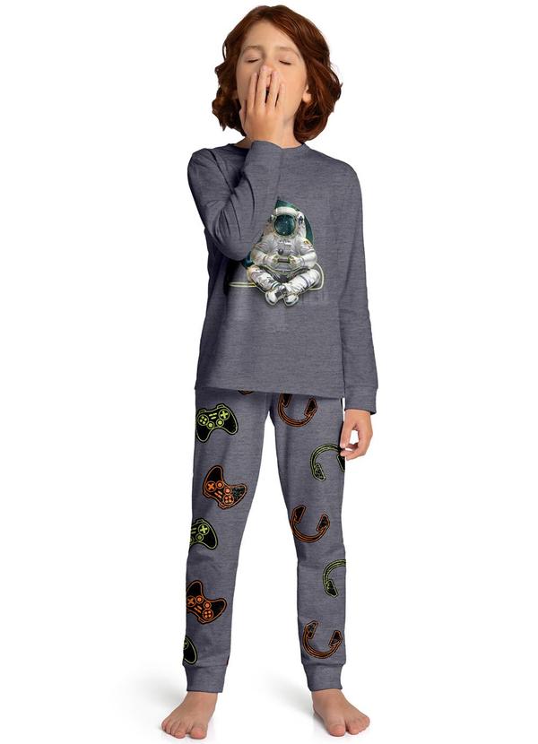 Pijama Infantil Menino Brilha no Escuro Cinza