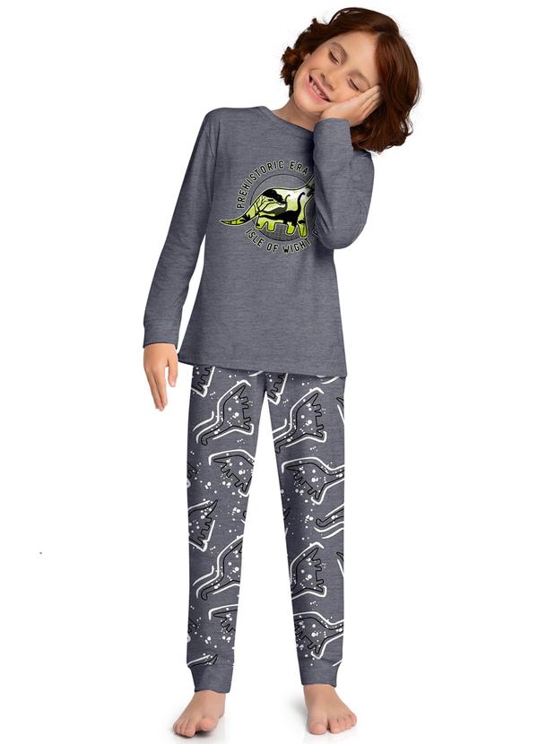 Pijama Infantil Menino Brilha no Escuro Cinza