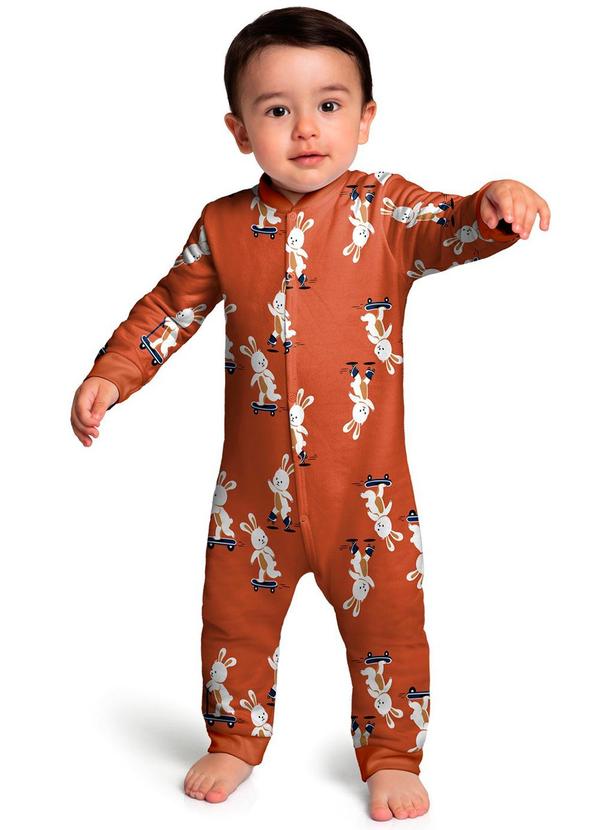 Vista 2 Pijama Infantil Menino Coelhinho Laranja Kyly Kyly