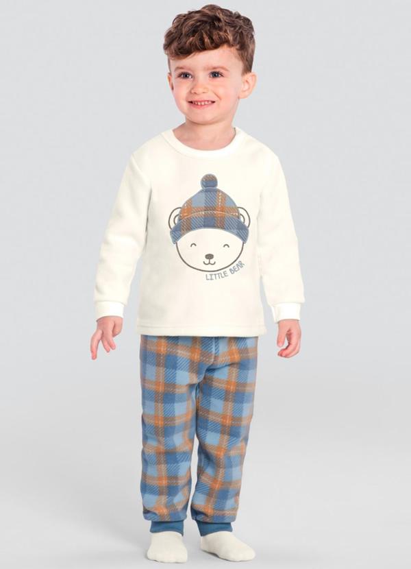 Vista 2 Pijama Infantil Menino de Ursinho Natural Brandili Brandili