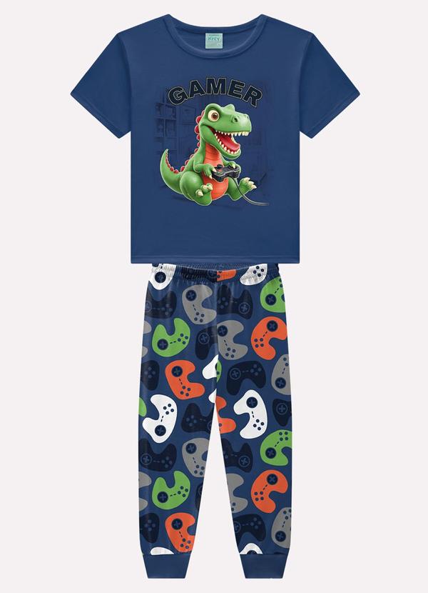 Pijama Infantil Menino Dinossauro Azul