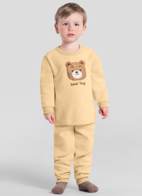Pijama Infantil Unissex em Soft Amarelo