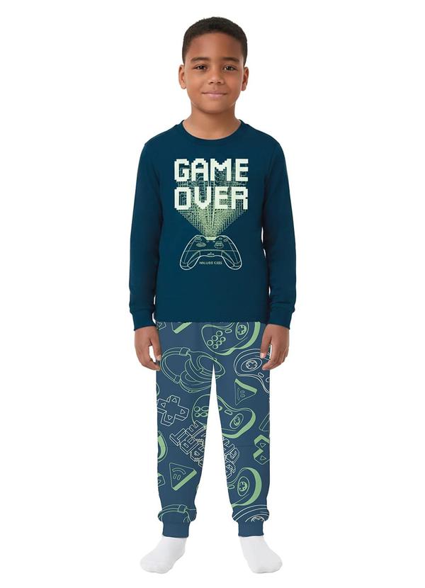 Pijama Jogger Game Over Azul Marinho