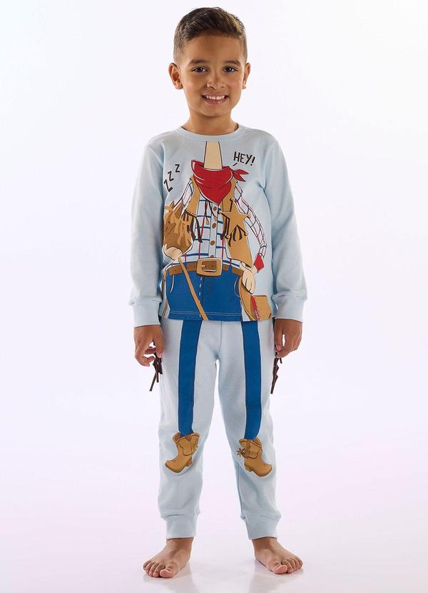 Pijama Longo Suedine Azul