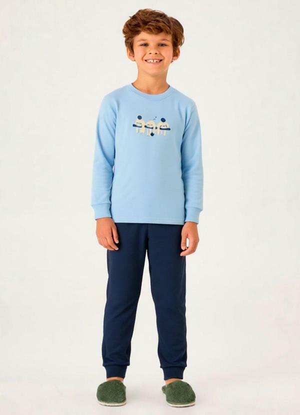 Pijama Meia Malha Azul