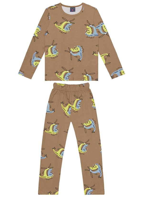 Vista 2 Pijama Menino Camiseta e Calça Marrom GULOSEIMA GULOSEIMA