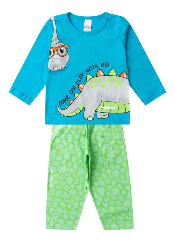 Pijama Menino Manga Longa Meia Malha Azul