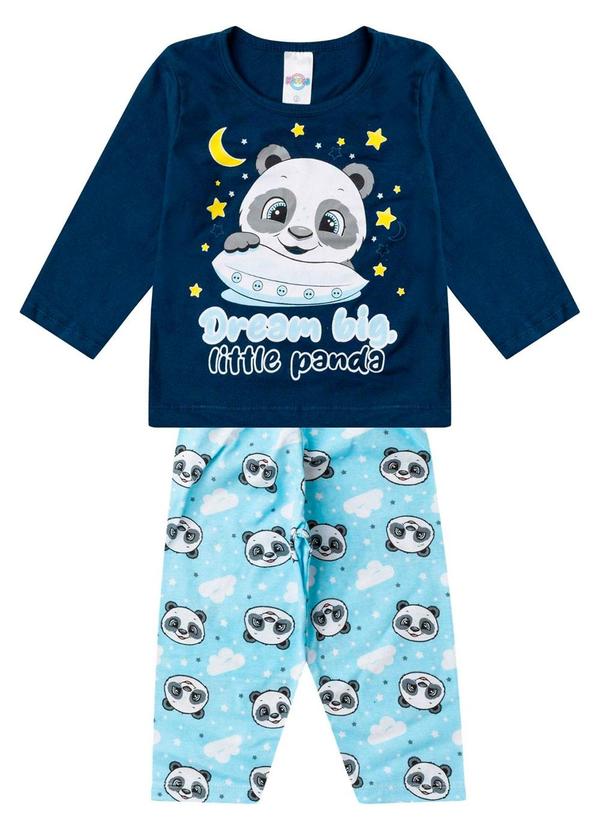 Pijama Menino Manga Longa Meia Malha Azul