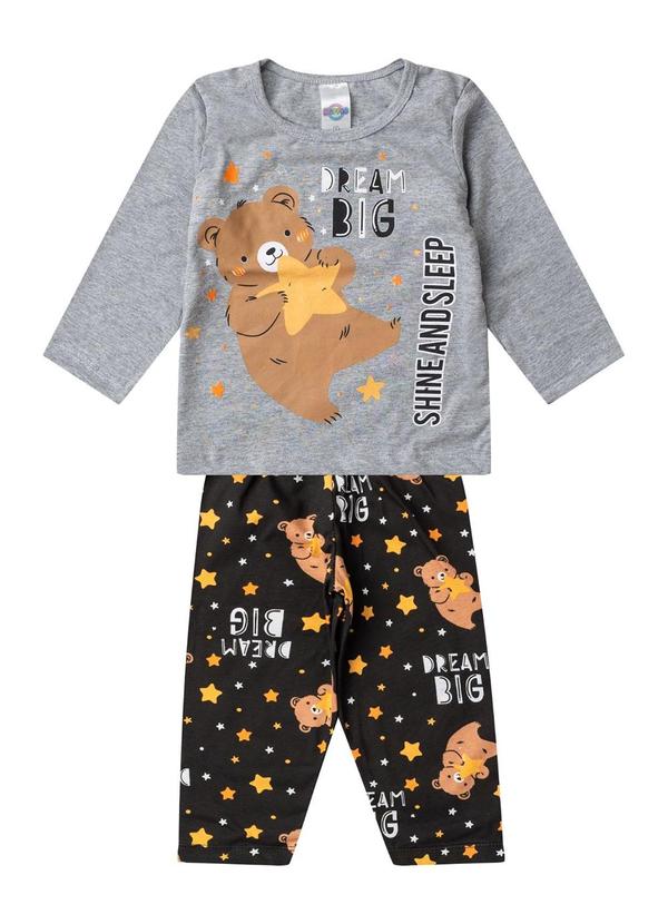 Pijama Menino Manga Longa Meia Malha Cinza