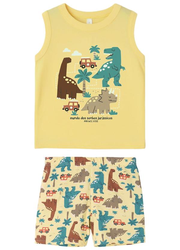 Pijama Mundo dos Sonhos Jurássicos Amarelo Claro